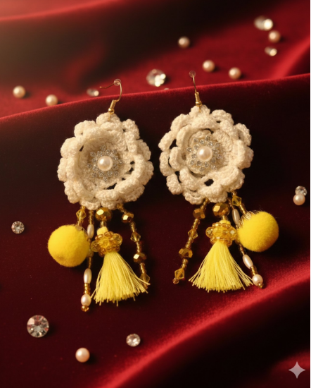 Háčkované  dizajnové náušnice "Dizajnéri snov"